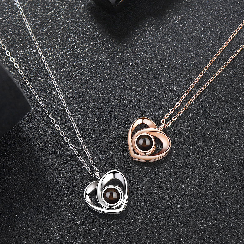 Love Heart Projection Necklace, Custom Memorial Photo Pendant Jewelry –  Lifellx