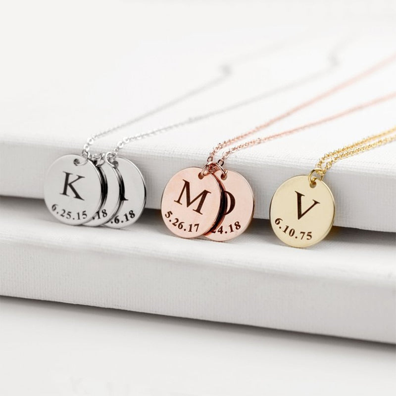 Initial & Date Charm Necklace