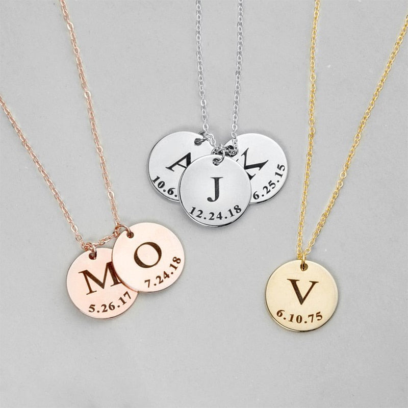 Initial & Date Charm Necklace